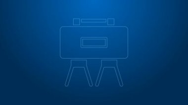 Beyaz çizgi askeri mayın ikonu mavi arka planda izole edildi. Claymore mayın patlayıcısı. Anti-personel mayını. Ordu patlayıcısı. 4K Video hareketli grafik canlandırması