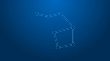 Beyaz çizgi Büyük Ayı takımyıldızı ikonu mavi arkaplanda izole edildi. 4K Video hareketli grafik canlandırması