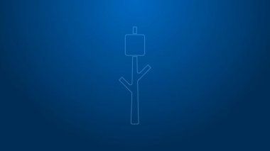 Çubuk simgesinde beyaz çizgi şekerlemesi mavi arkaplanda izole edilmiş. 4K Video hareketli grafik canlandırması