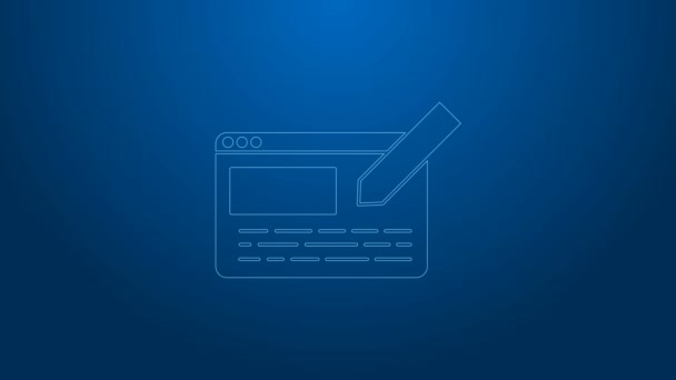 White line UI or UX design icon isolated on blue background. 4K Video motion graphic animation — Stock Video