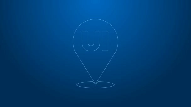 Biała linia UI lub UX ikona projektu izolowana na niebieskim tle. 4K Animacja graficzna ruchu wideo — Wideo stockowe