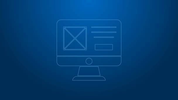 Иконка дизайна UI или UX выделена белой линией на синем фоне. Видеографическая анимация 4K — стоковое видео