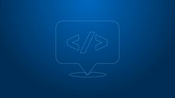White line Web design and front end development icon isolated on blue background. 4K Video motion graphic animation — Stock Video