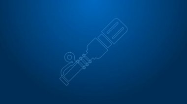 Beyaz çizgi RKG 3 tanksavar el bombası ikonu mavi arkaplanda izole edildi. 4K Video hareketli grafik canlandırması