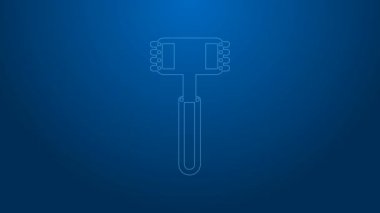 Beyaz çizgi Mutfak Çekiç ikonu mavi arka planda izole edildi. Et çekici. 4K Video hareketli grafik canlandırması