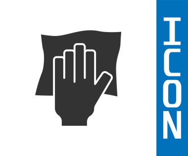 Gri Temizlik servisi simgesi beyaz arkaplanda izole edildi. Lateks el koruması işareti. Ev işi temizlik ekipmanları sembolü. Vektör.