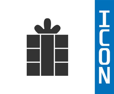 Beyaz arka planda gri hediye kutusu simgesi izole edildi. Mutlu Noeller ve mutlu yıllar. Vektör.