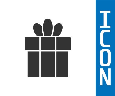 Beyaz arka planda gri hediye kutusu simgesi izole edildi. Mutlu Noeller ve mutlu yıllar. Vektör.