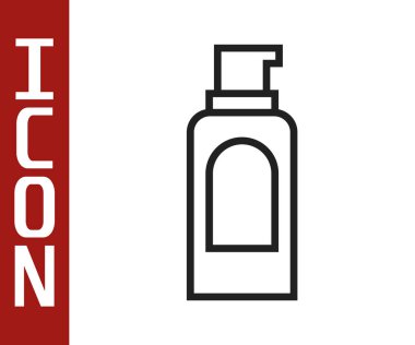 Saç spreyi için siyah çizgi spreyi, deodorant, beyaz arka planda izole edilmiş terleme önleyici ikon. Vektör.