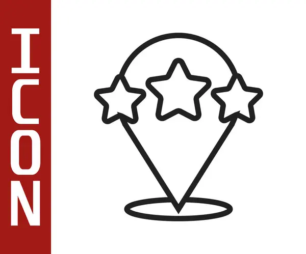 Schwarze Linie Fünf Sterne Kundenbewertungssymbol Isoliert Auf Weißem Hintergrund Favorit — Stockvektor