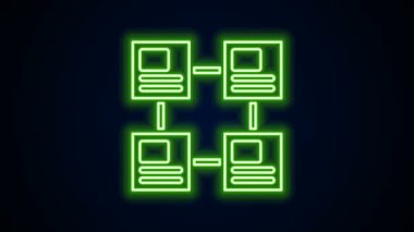 Parlayan neon hattı İş hiyerarşisi organogram grafik bilgi simgesi siyah arkaplanda izole edildi. Kurumsal yapı grafik elementleri. 4K Video hareketli grafik canlandırması