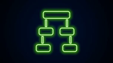 Parlayan neon hattı İş hiyerarşisi organogram grafik bilgi simgesi siyah arkaplanda izole edildi. Kurumsal yapı grafik elementleri. 4K Video hareketli grafik canlandırması