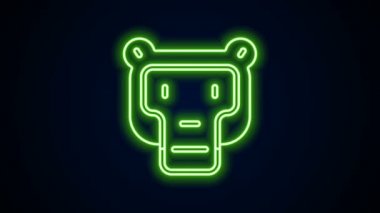 Parlayan neon çizgisi simgesi siyah arkaplanda izole edildi. Hayvan sembolü. 4K Video hareketli grafik canlandırması