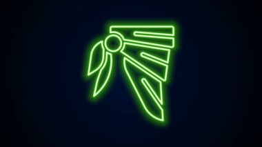 Parlayan neon hattı Bandana veya siyah arkaplanda izole edilmiş motorcu eşarp simgesi. 4K Video hareketli grafik canlandırması