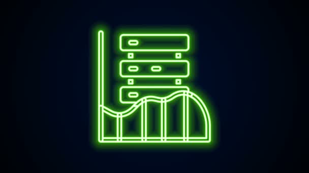 Žhnoucí neon line Server, Data, Web Hosting ikona izolované na černém pozadí. Grafická animace pohybu videa 4K — Stock video