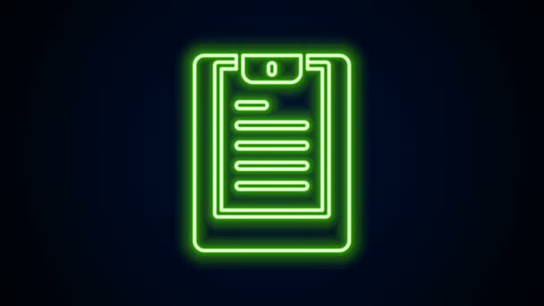 Server linea neon incandescente, icona del report dati isolata su sfondo nero. Animazione grafica 4K Video motion — Video Stock