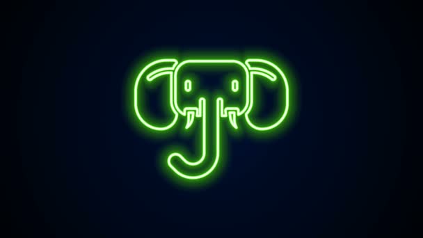 Linea neon incandescente Icona elefante isolata su sfondo nero. Animazione grafica 4K Video motion — Video Stock