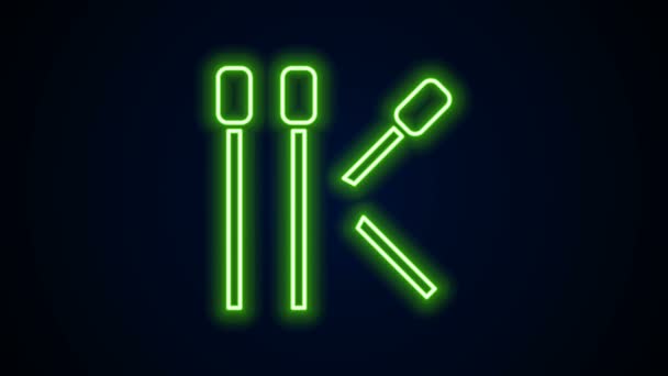 Glowing neon line Matches icon isolated on black background. 4K Video motion graphic animation — Stock Video