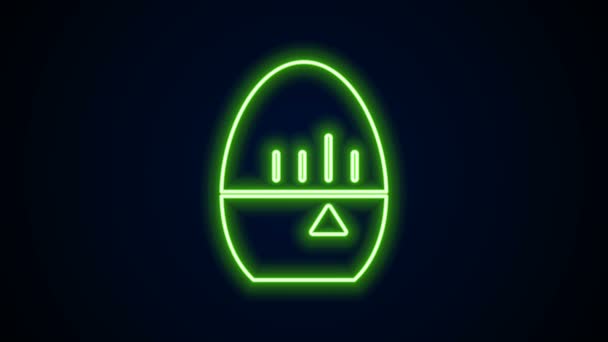 Glowing neon line Kitchen timer icon isolated on black background. Egg timer. Cooking utensil. 4K Video motion graphic animation — Stock Video