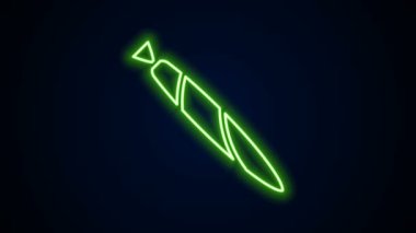 Parlak neon hattı marihuana esrarı, siyah arka planda izole edilmiş sigara ikonu. Uyuşturuculu sigara, esrar sarılmış sigara. 4K Video hareketli grafik canlandırması