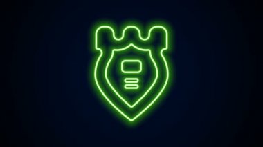 Parlayan neon hattı polis rozeti ikonu siyah arka planda izole edildi. Şerif rozeti. 4K Video hareketli grafik canlandırması