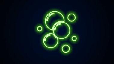 Parlayan neon hattı sabun köpükleri simgesi siyah arkaplanda izole edildi. 4K Video hareketli grafik canlandırması