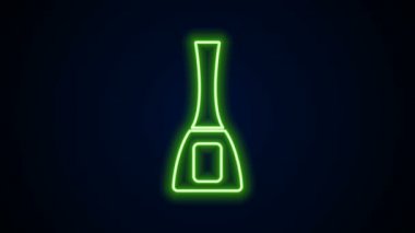 Parlayan neon hattı oje şişesi ikonu siyah arka planda izole edilmiş. 4K Video hareketli grafik canlandırması
