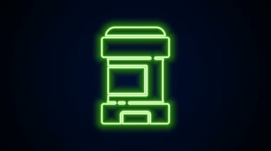 Parlayan neon hattı anti-terletici deodorant rulo ikonu siyah arkaplanda izole edildi. Vücut hijyeni için kozmetik. 4K Video hareketli grafik canlandırması