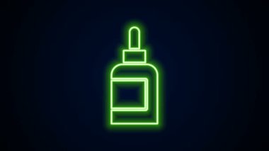 Parlayan neon çizgisi kremi ya da losyon kozmetik tüp ikonu siyah arkaplanda izole edilmiş. Kadınlar için vücut bakım ürünleri. 4K Video hareketli grafik canlandırması