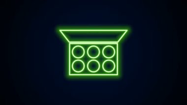 Siyah zemin üzerinde ayna simgesi olan parlak neon çizgi makyaj tozu. 4K Video hareketli grafik canlandırması