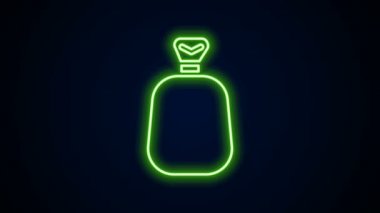 Parlayan neon hattı siyah arkaplanda tam çuval simgesi izole edildi. 4K Video hareketli grafik canlandırması