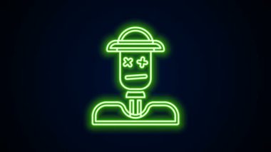 Parlayan neon çizgisi Korkuluk simgesi siyah arkaplanda izole edildi. 4K Video hareketli grafik canlandırması