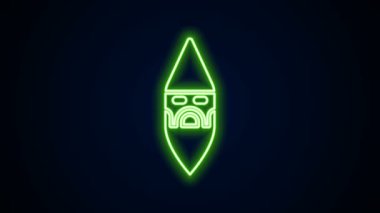 Parlayan neon hattı büyücü ikonu siyah arkaplanda izole edildi. 4K Video hareketli grafik canlandırması