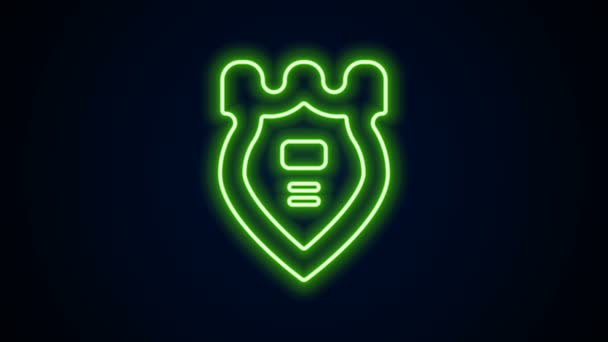 Glowing neon line Police badge icon isolated on black background. Sheriff badge sign. 4K Video motion graphic animation — Stock Video
