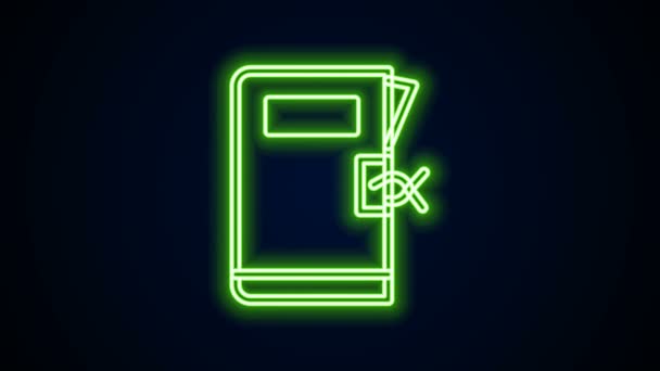 Glowing neon line Police station folder icon isolated on black background. 4K Video motion graphic animation — Stock Video
