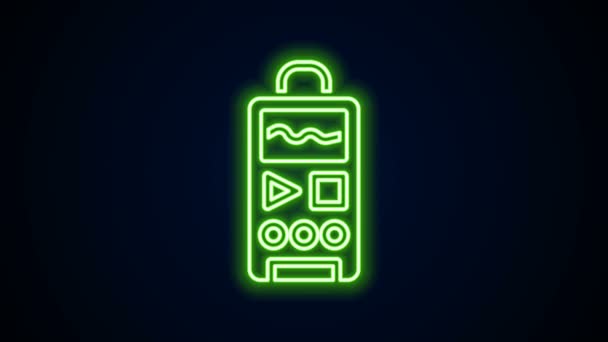 Linea neon incandescente icona Dictaphone isolata su sfondo nero. Registratore vocale. Animazione grafica 4K Video motion — Video Stock