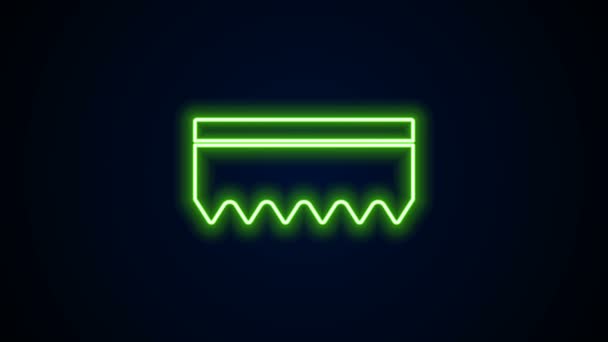 Ligne de néon lumineux Icône éponge isolée sur fond noir. Wisp of bast pour laver la vaisselle. Logo du service de nettoyage. Animation graphique de mouvement vidéo 4K — Video