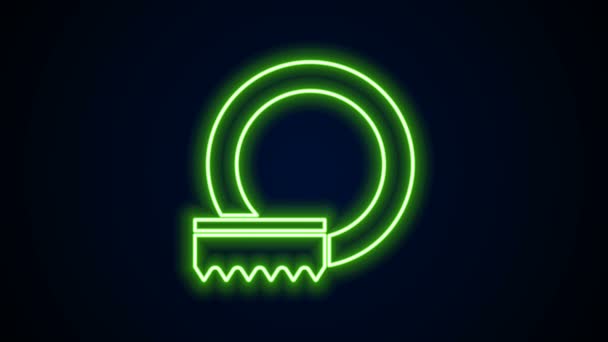 Glowing neon line Washing dishes icon isolated on black background. Cleaning dishes icon. Dishwasher sign. Clean tableware sign. 4K Video motion graphic animation — Stock Video