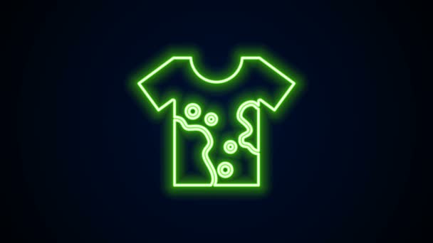 Ligne lumineuse néon Icône de t-shirt sale isolé sur fond noir. Animation graphique de mouvement vidéo 4K — Video