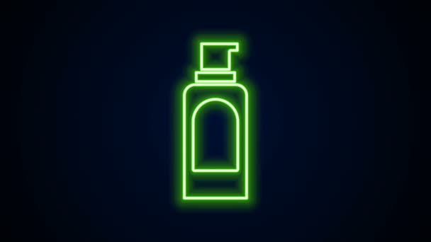Žhnoucí neonová řada Spray plechovka pro lak na vlasy, deodorant, antiperspirant ikona izolované na černém pozadí. Grafická animace pohybu videa 4K — Stock video