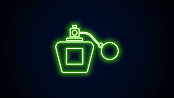 Linea neon incandescente Icona del profumo isolata su sfondo nero. Animazione grafica 4K Video motion — Video Stock