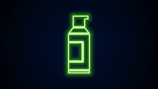Świecące neon linii Spray może do lakieru do włosów, dezodorant, ikona antyperspirantu izolowane na czarnym tle. 4K Animacja graficzna ruchu wideo — Wideo stockowe