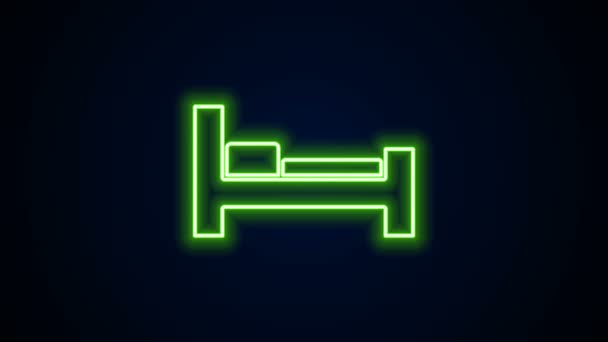Świecąca neonowa linia Ikona pokoju hotelowego wyizolowana na czarnym tle. 4K Animacja graficzna ruchu wideo — Wideo stockowe