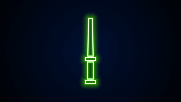 Glowing neon line Magic wand icon isolated on black background. Star shape magic accessory. Magical power. 4K Video motion graphic animation — Stock Video