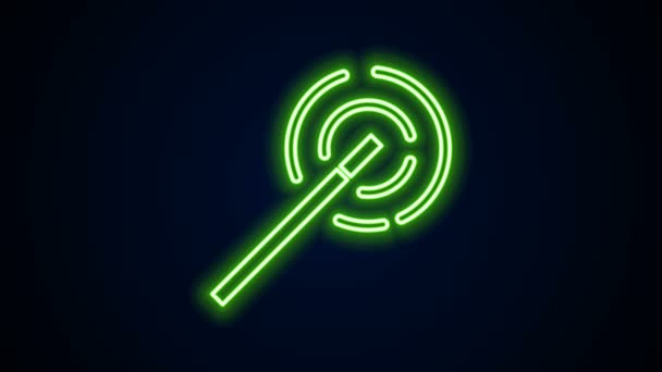 Glowing neon line Magic wand icon isolated on black background. Star shape magic accessory. Magical power. 4K Video motion graphic animation — Stock Video