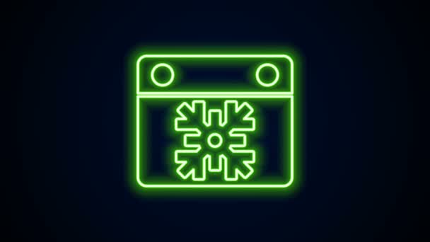 Világító neon vonal Naptár ikon elszigetelt fekete háttérrel. Eseményemlékeztető szimbólum. Boldog karácsonyt és boldog új évet! 4K Videó mozgás grafikus animáció — Stock videók