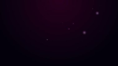 Parlayan neon çizgisi dosya simgesi siyah arkaplanda izole edildi. Kontrol listesi simgesi. İş konsepti. 4K Video hareketli grafik canlandırması