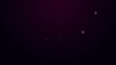 Parlayan neon hattı, siyah arka planda izole edilmiş Afrika kabilesi erkek simgesi. 4K Video hareketli grafik canlandırması