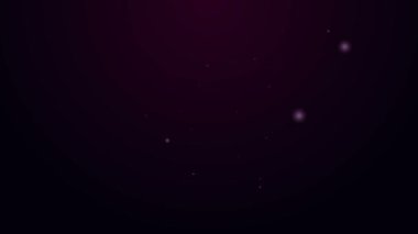 Siyah zemin üzerinde parlayan neon çizgisi Afrika ağaç simgesi izole edildi. Baobab, akasya ve diğerleri. 4K Video hareketli grafik canlandırması