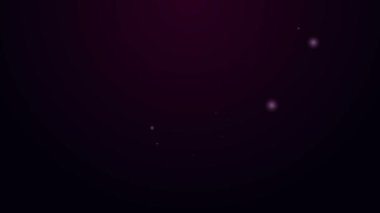 Parlayan neon çizgisi karabina simgesi siyah arkaplanda izole edildi. Olağanüstü bir spor. Spor malzemeleri. 4K Video hareketli grafik canlandırması